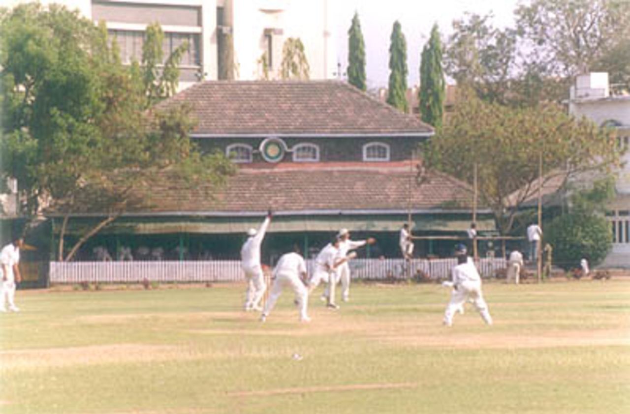 A view of the pavilion at the Pune Club ground, Pune