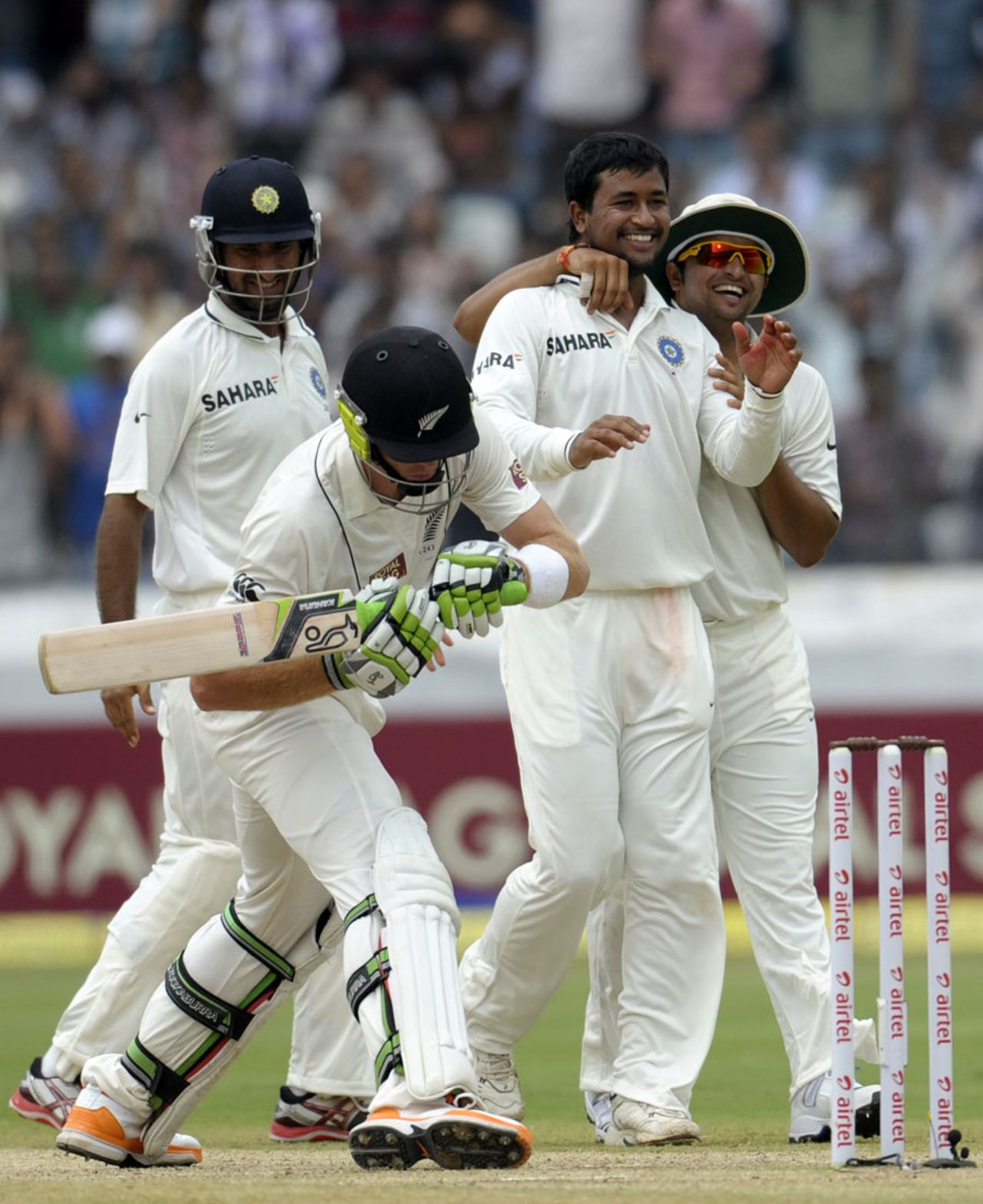 Martin Guptill was adjudged lbw off Pragyan Ojha, India v New Zealand, 1st Test, Hyderabad, 3rd day, August 25, 2012