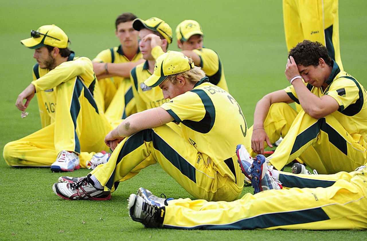 Australia Under-19s, after losing the final, Australia v India, ICC U-19 World Cup, final, Townsville, August 26, 2012