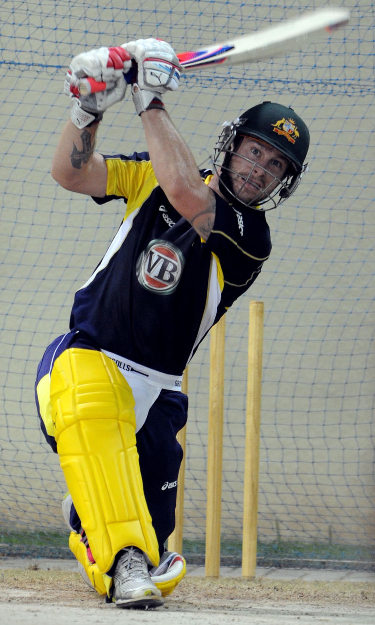 Matthew Wade bats during a training session, Sharjah, August 27, 2012