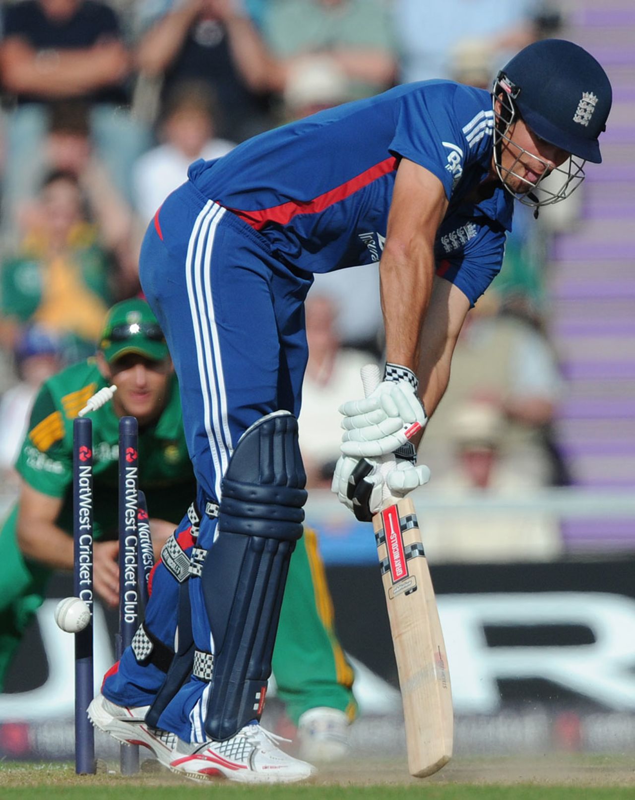 Alastair Cook was cleaned up second ball by Lonwabo Tsotsobe, England v South Africa, 2nd NatWest ODI, West End, August 28, 2012