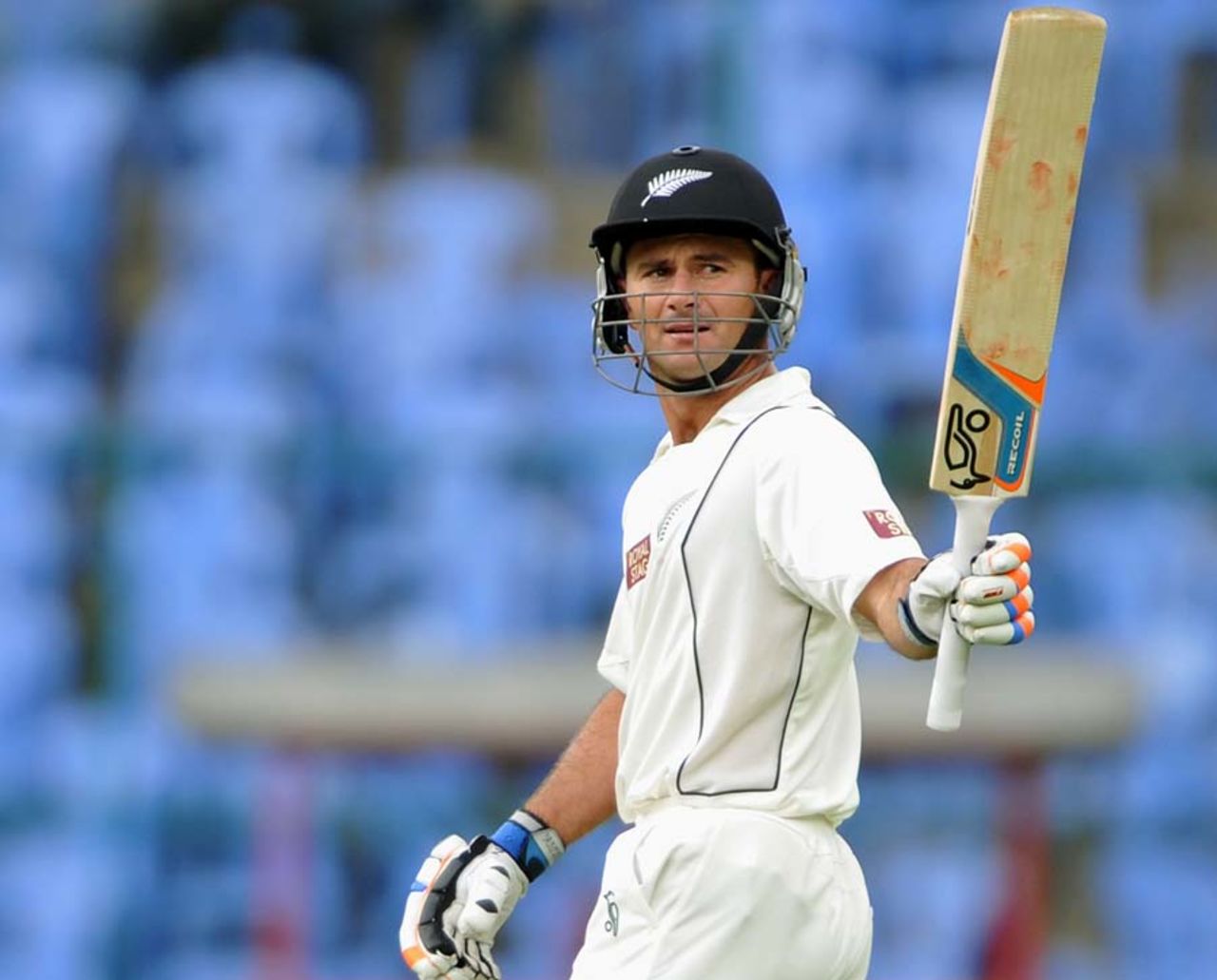 Kruger van Wyk scored an unbeaten half-century, India v New Zealand, 2nd Test, Bangalore, 1st day, August 31, 2012