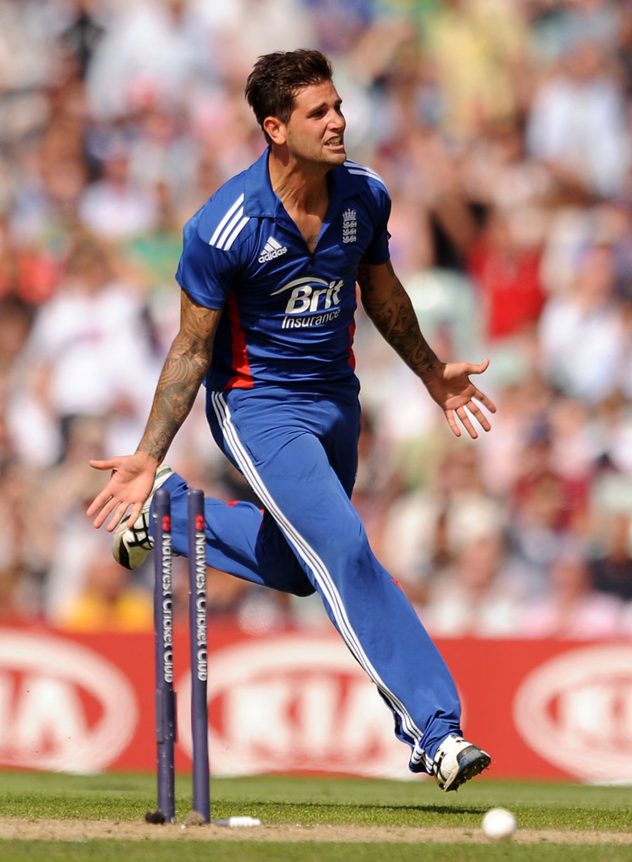 Jade Dernbach celebrates enthusiastically after bowling Hashim Amla, England v South Africa, 3rd NatWest ODI, The Oval, August 31, 2012