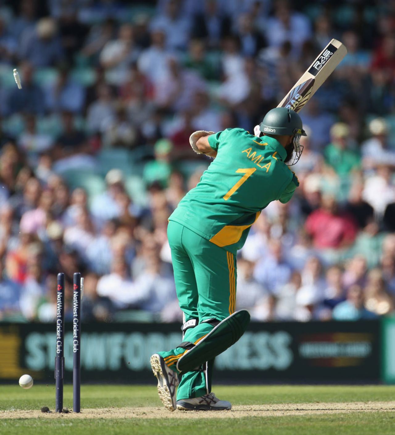 Hashim Amla has his leg stump flattened, England v South Africa, 3rd NatWest ODI, The Oval, August 31, 2012