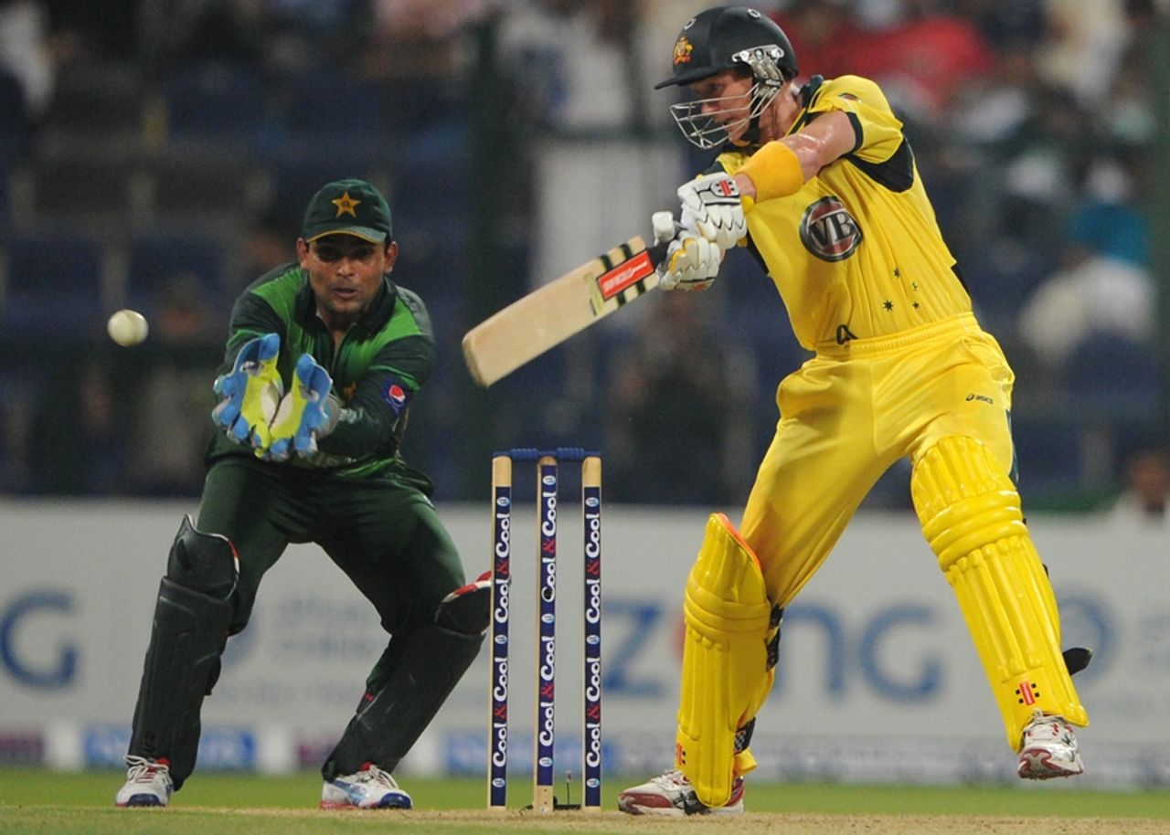 George Bailey forces one through the off side, Pakistan v Australia, 2nd ODI, Abu Dhabi, August 31, 2012