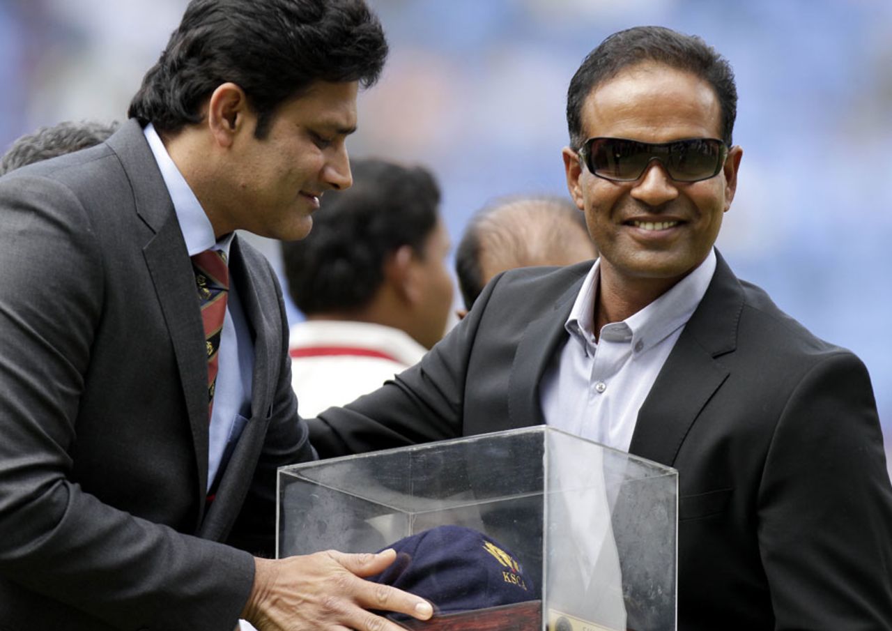 The Karnataka State Cricket Association felicitated Sunil Joshi, India v New Zealand, 2nd Test, Bangalore, 3rd day, September 2, 2012