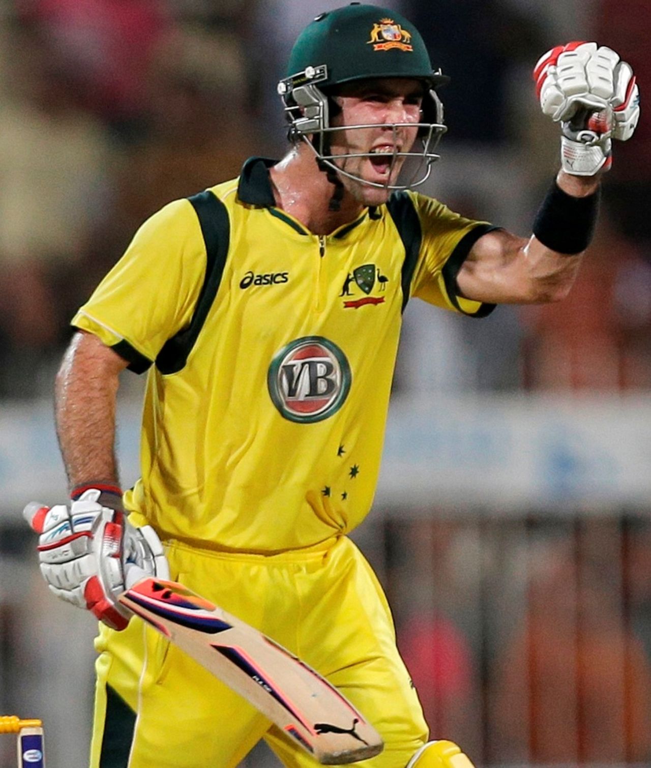 Glenn Maxwell celebrates after hitting the winning runs, Pakistan v Australia, 3rd ODI, Sharjah, September 3, 2012