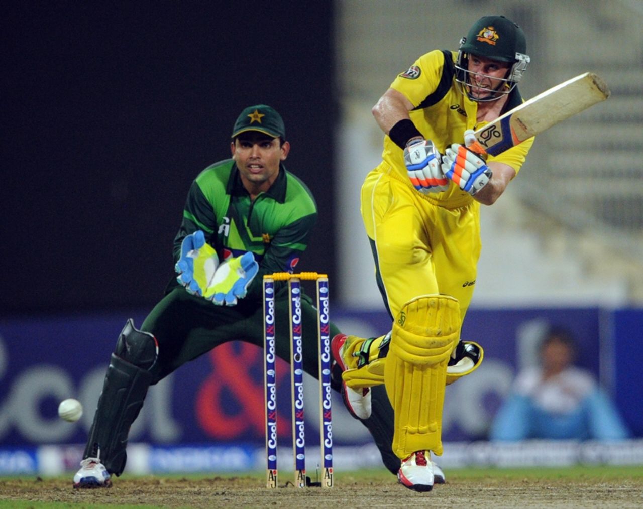 Michael Hussey clips one through the leg side, Pakistan v Australia, 3rd ODI, Sharjah, September 3, 2012