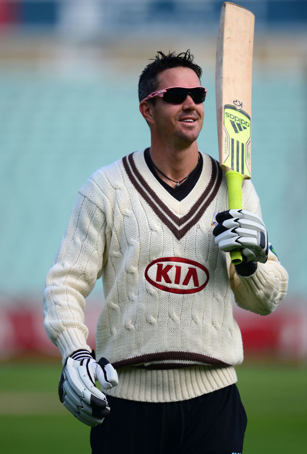 Kevin Pietersen was all smiles back in the sunshine at The Oval, Surrey v Nottinghamshire, County Championship, Division One, The Oval, September, 4, 2012