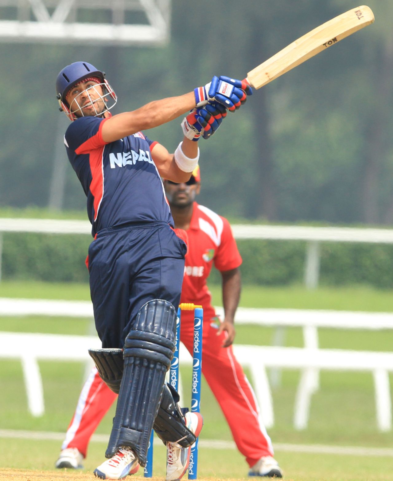 Gyanendra Malla plays a shot, Nepal v Singapore, ICC World Cricket League Division Four 2012, Kuala Lumpur, September 3, 2012