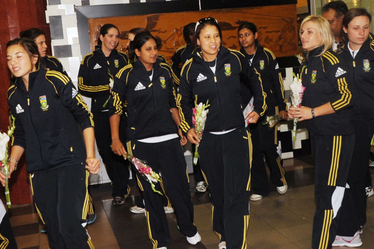 South Africa women's team after its arrival in Bangladesh, Dhaka, September 4, 2012