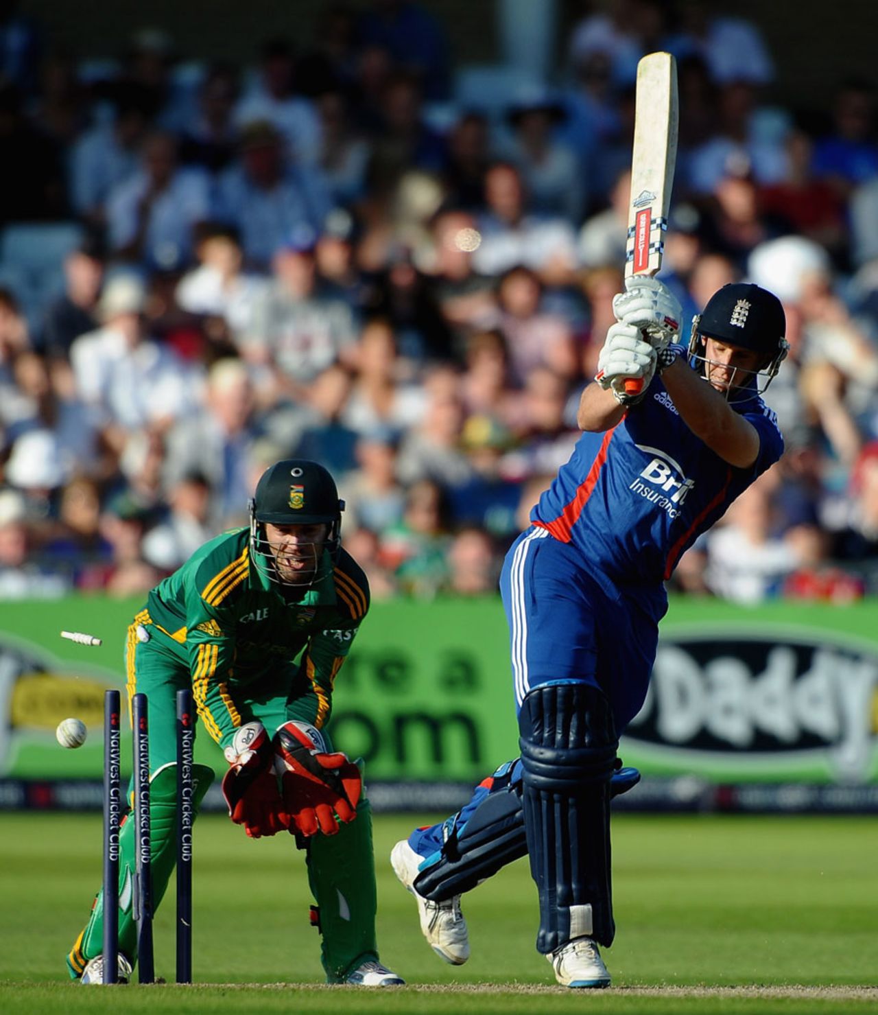 James Tredwell was bowled playing across the line, England v South Africa, 5th NatWest ODI, Trent Bridge, September, 5, 2012