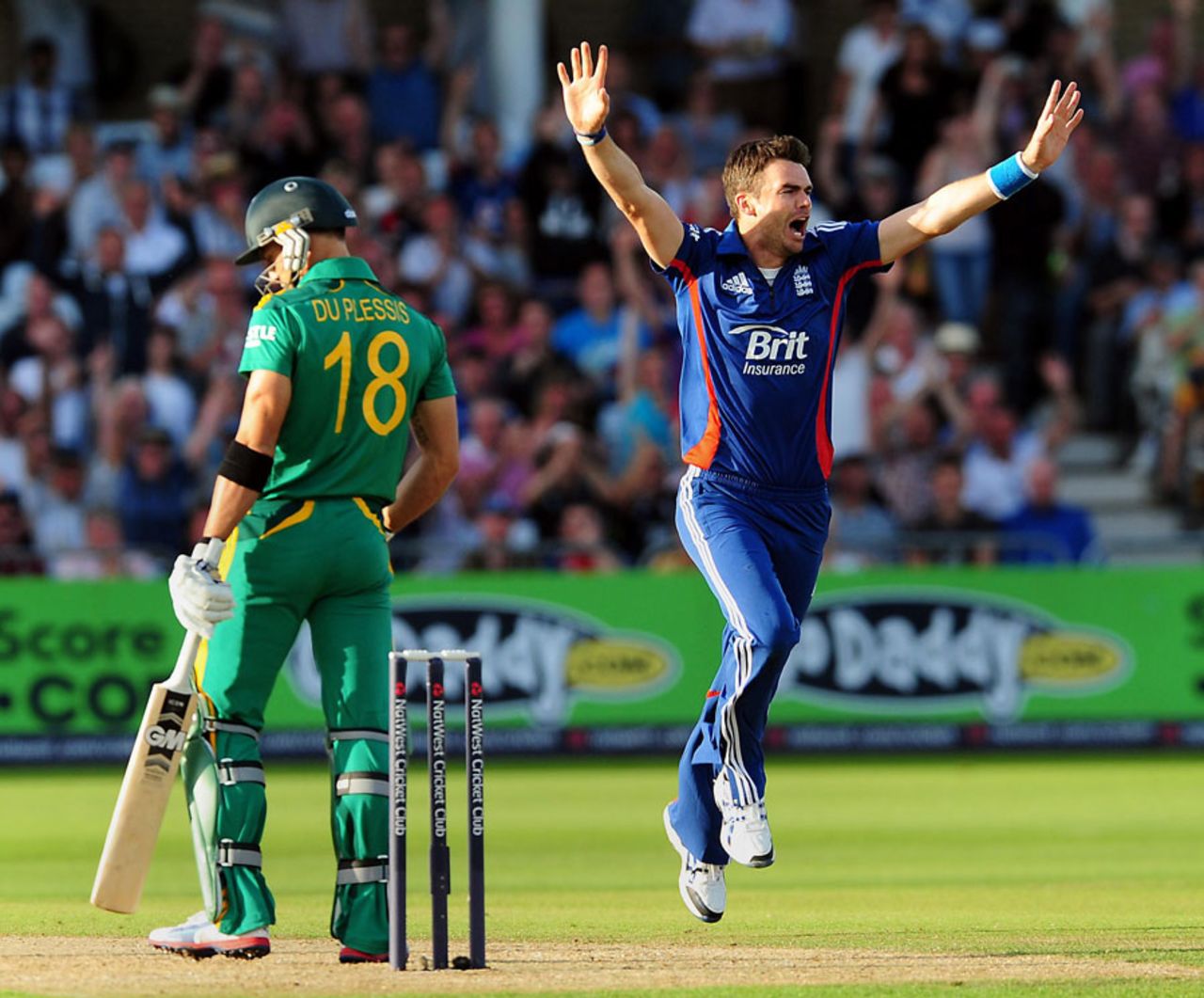 James Anderson removed Faf du Plessis in a rampant opening spell, England v South Africa, 5th NatWest ODI, Trent Bridge, September, 5, 2012
