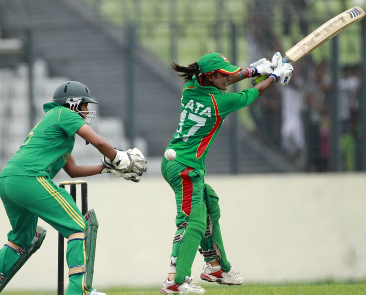 Lata Mondal plays a ball towards the off side, Bangladesh Women v South Africa Women, 1st ODI, Dhaka, September 6, 2012