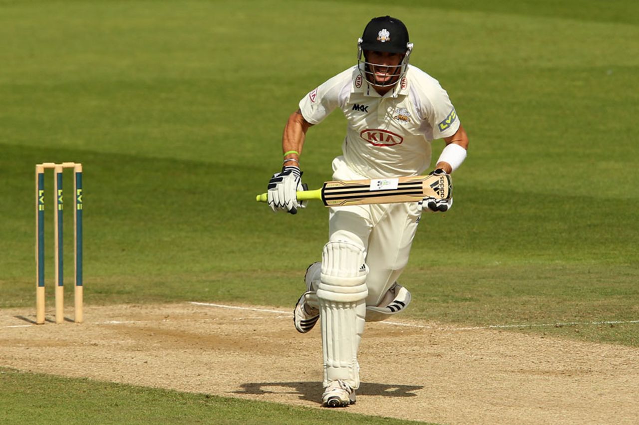 Kevin Pietersen sets off down the pitch during his innings of 22, Surrey v Nottinghamshire, County Championship, Division One, The Oval, 3rd day, September 6, 2012