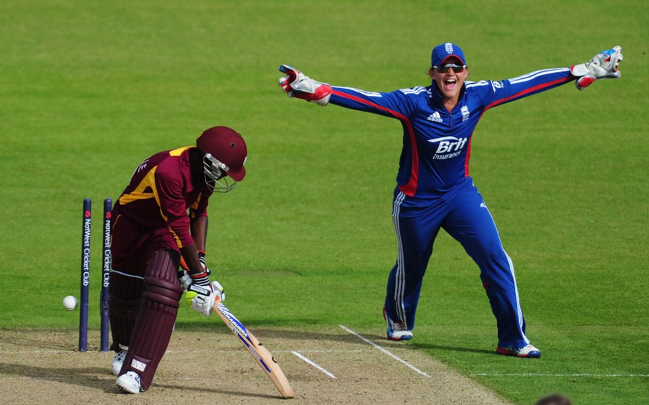 Sarah Taylor celebrates a stumping, England Women v West Indies Women, 1st T20I, Chester-le-Street, September 8, 2012