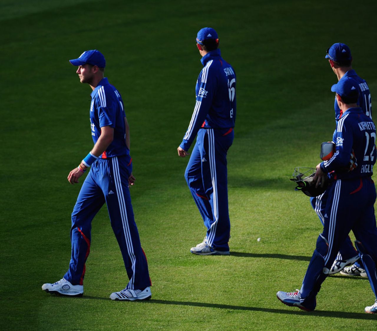 Stuart Broad leads England's players off the field, 1st NatWest T20I, Chester-le-Street, September 8, 2012