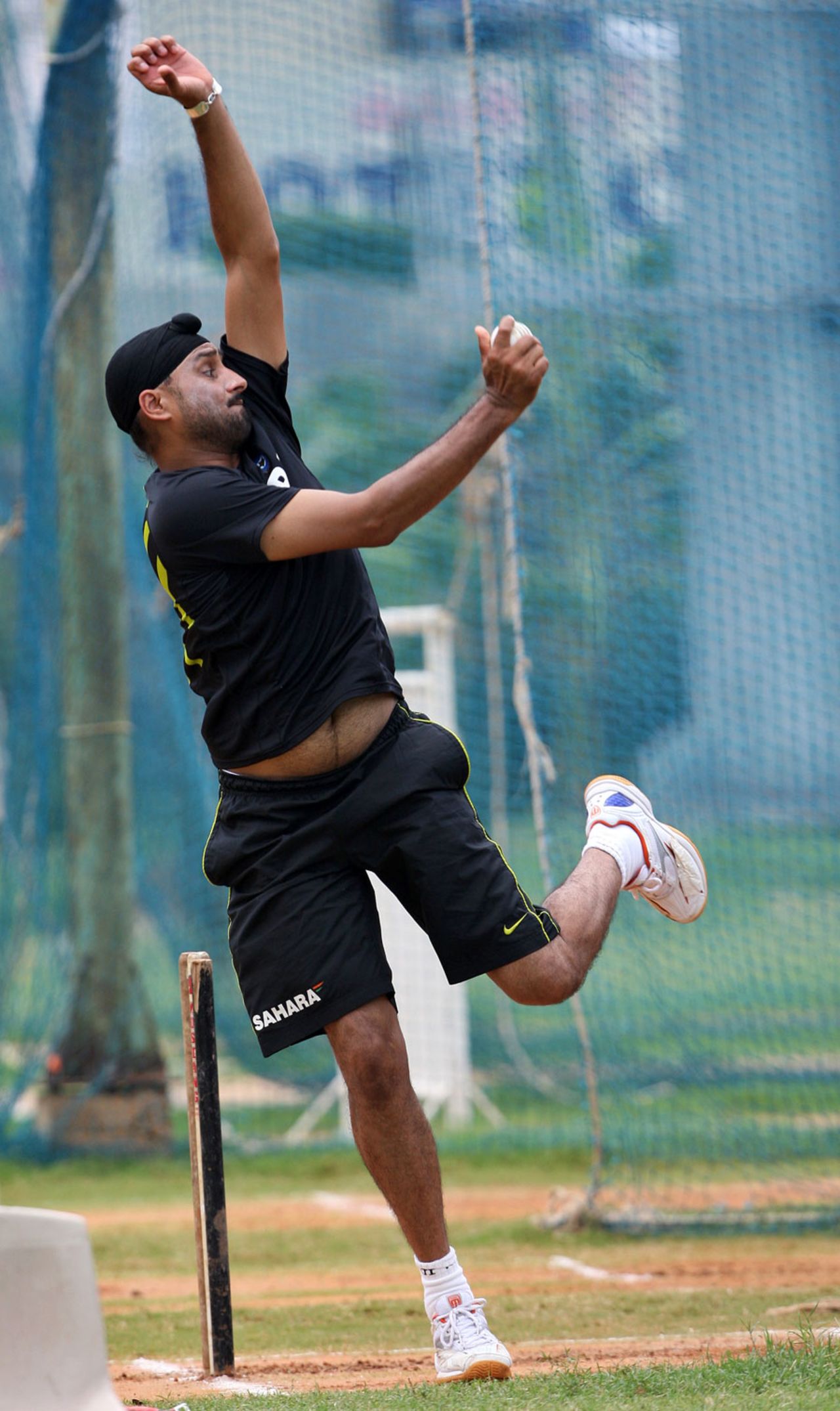 Harbhajan Singh has a bowl in the nets, Chennai, September 10, 2012