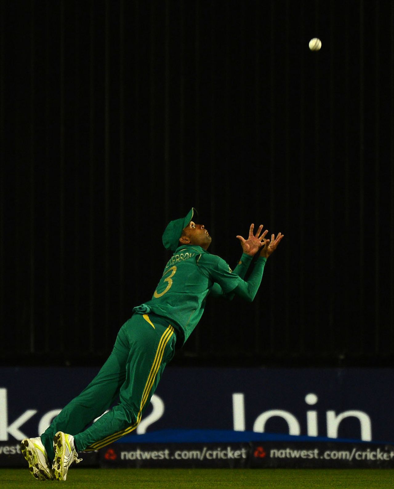 Robin Peterson throws himself forward to catch Craig Kieswetter, England v South Africa, 2nd NatWest T20I, Old Trafford, September 10, 2012