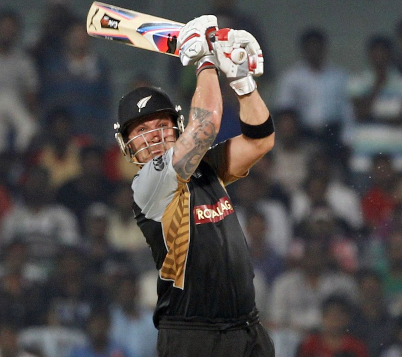 Brendon McCullum powers one through off-side, India v New Zealand, 2nd T20I, Chennai, September 11, 2012