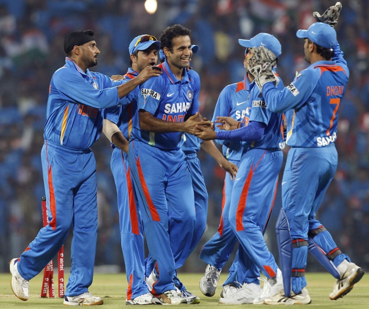 Irfan Pathan celebrates the wicket of Martin Guptill, India v New Zealand, 2nd T20I, Chennai, September 11, 2012
