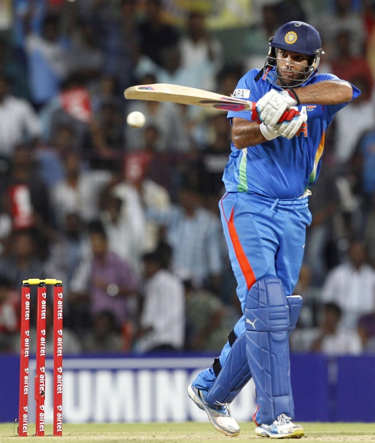 Yuvraj Singh plays a pull shot, India v New Zealand, 2nd T20I, Chennai, September 11, 2012