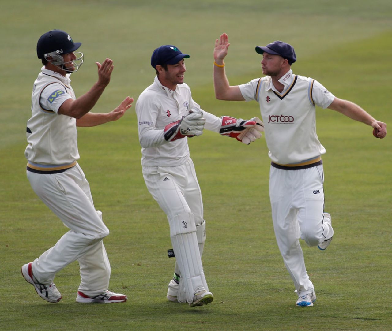 Adam Lyth celebrates taking the catch to remove Owais Shah, Coutny Championship, Division Two, Chelmsford, 2nd day, September 12, 2012