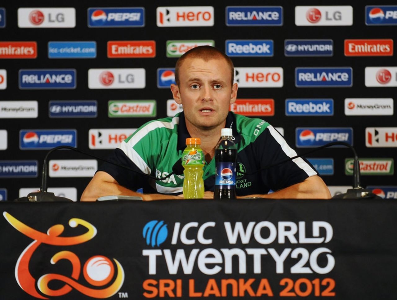 Ireland captain William Porterfield at a press conference ahead of the World Twenty20, Colombo, September 12, 2012