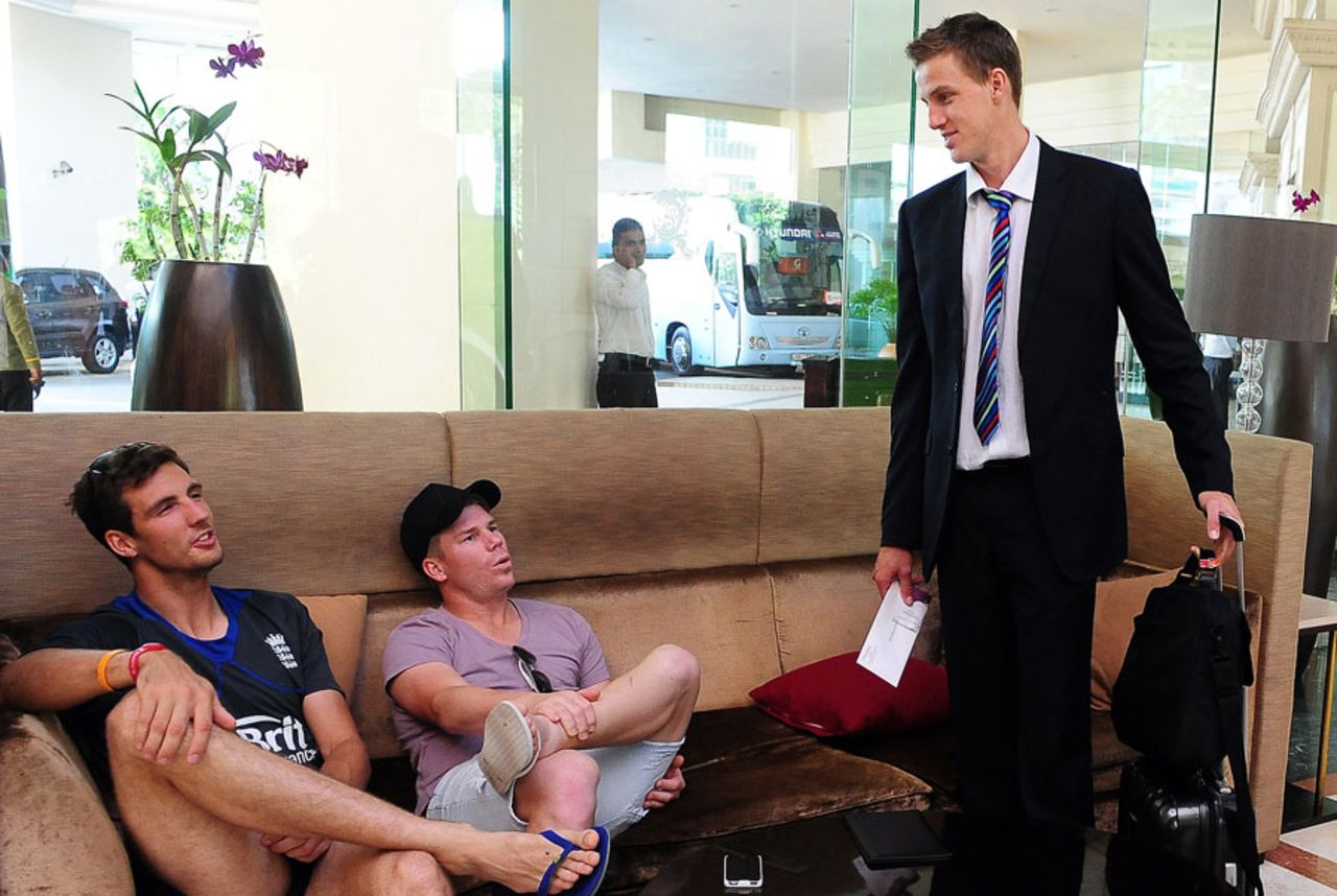 Steven Finn, David Warner and Morne Morkel have a chat, World Twenty20, Colombo, September 14, 2012