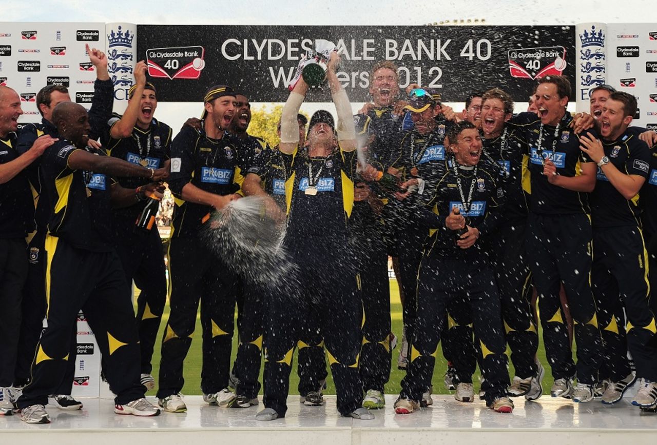 Hampshire receive the Clydesdale Bank 40 trophy, Hampshire v Warwickshire, CB40 Final, Lord's, September 15, 2012