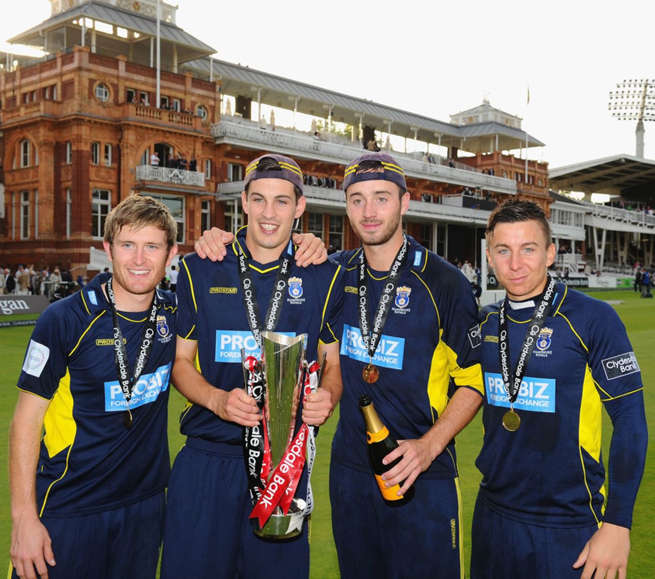 Liam Dawson, Chris Wood, James Vince and Michael Bates pose with the CB40 trophy, Hampshire v Warwickshire, CB40 Final, Lord's, September 15, 2012
