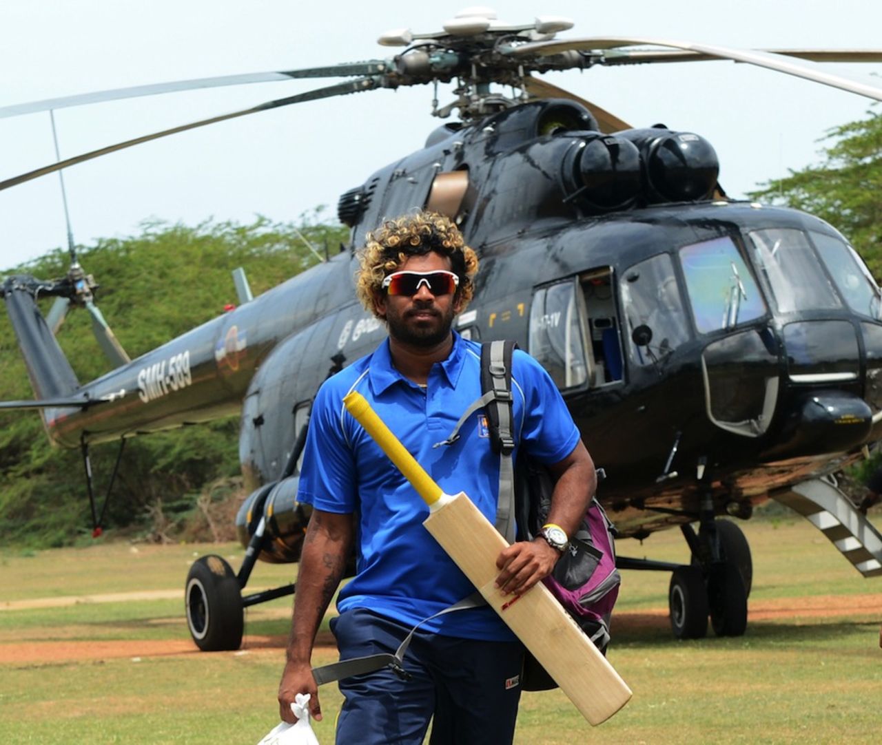 Lasith Malinga arrived in Hambantota in an air force helicopter, World Twenty20 2012, September 16, 2012