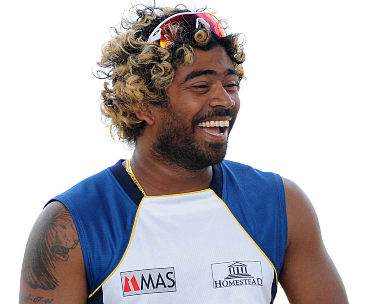 Lasith Malinga has a laugh during a training session, Hambantota, September 17, 2012