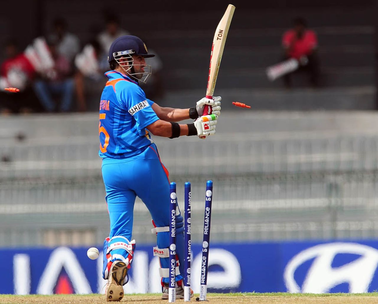 Gautam Gambhir is bowled, India v Pakistan, World Twenty20 warm-ups, Colombo, September 17, 2012