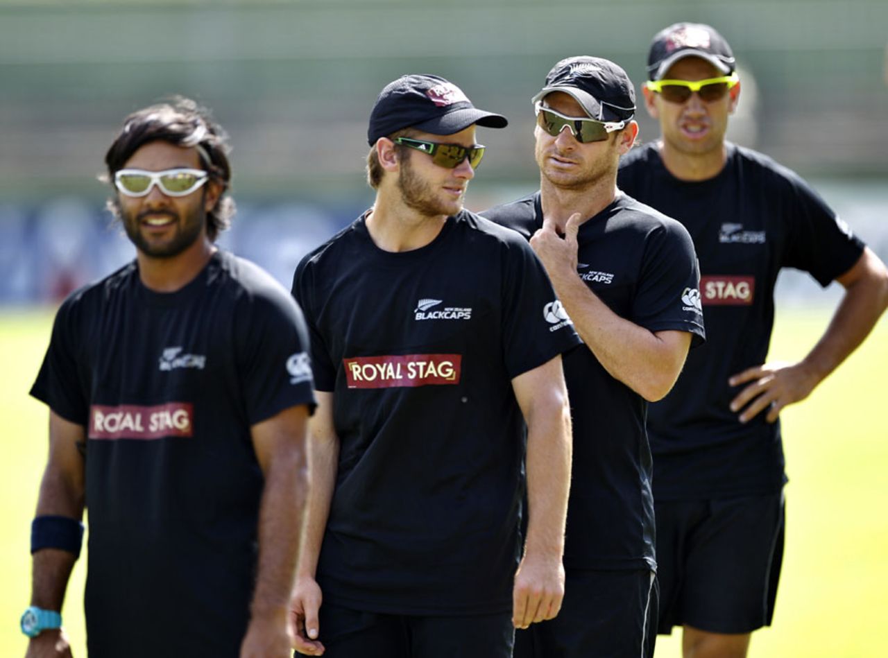 Ronnie Hira, Kane Williamson, Nathan McCullum and Ross Taylor at a training session, World Twenty20, Kandy, September 19, 2012