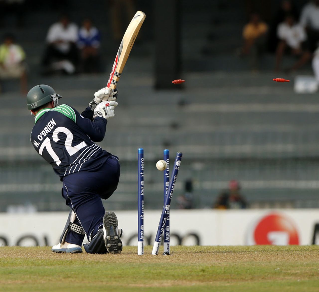 Niall O'Brien was bowled for 20, Australia v Ireland, World Twenty20 2012, Group B, Colombo, September 19, 2012