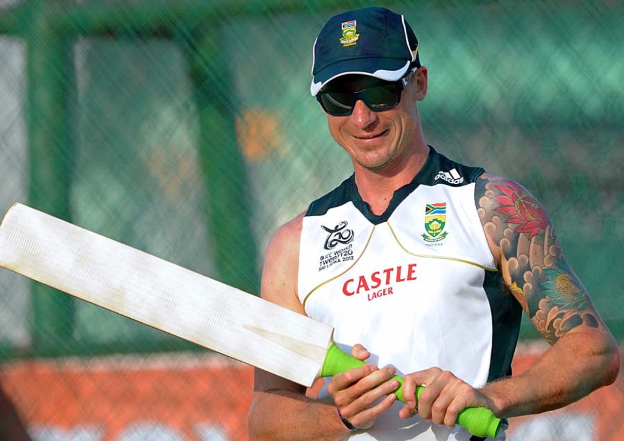 Dale Steyn in a happy mood on the eve of South Africa's opening game of the World Twenty20, Hambantota, September 19, 2012