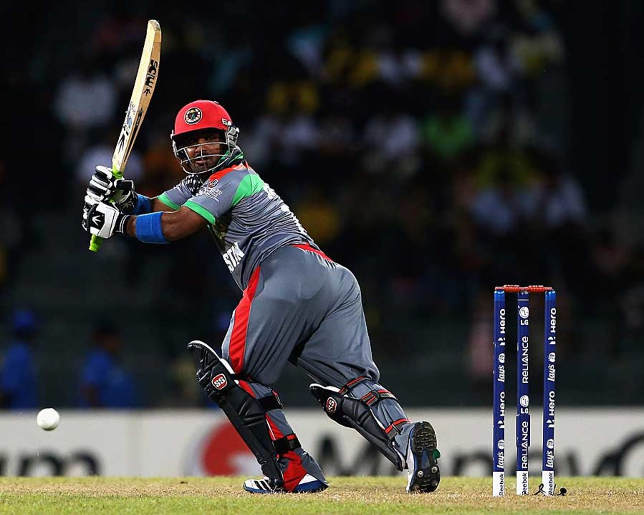 Mohammad Shahzad whips one behind square, Afghanistan v India, World T20, Group A, Colombo, September, 19, 2012
