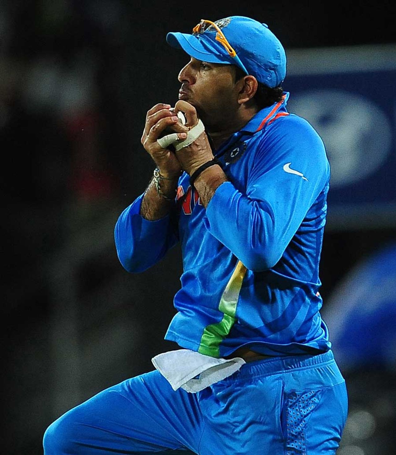 Yuvraj Singh takes a comfortable catch at mid-on, Afghanistan v India, World T20, Group A, Colombo, September, 19, 2012