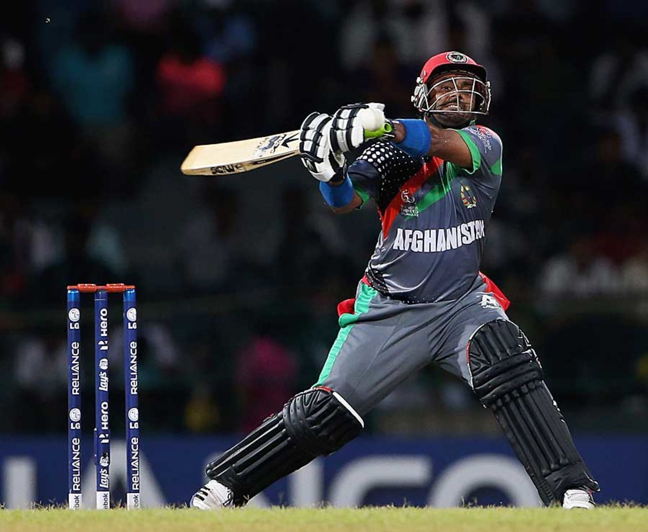 Mohammad Shahzad gets ready to swing hard, Afghanistan v India, World T20, Group A, Colombo, September, 19, 2012