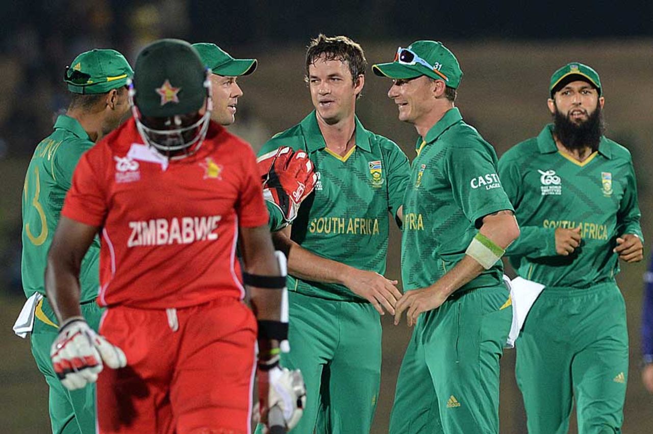 Albie Morkel dismissed Hamilton Masakadza in his first over, South Africa v Zimbabwe, World T20 2012, Group C, Hambantota, September 20, 2012