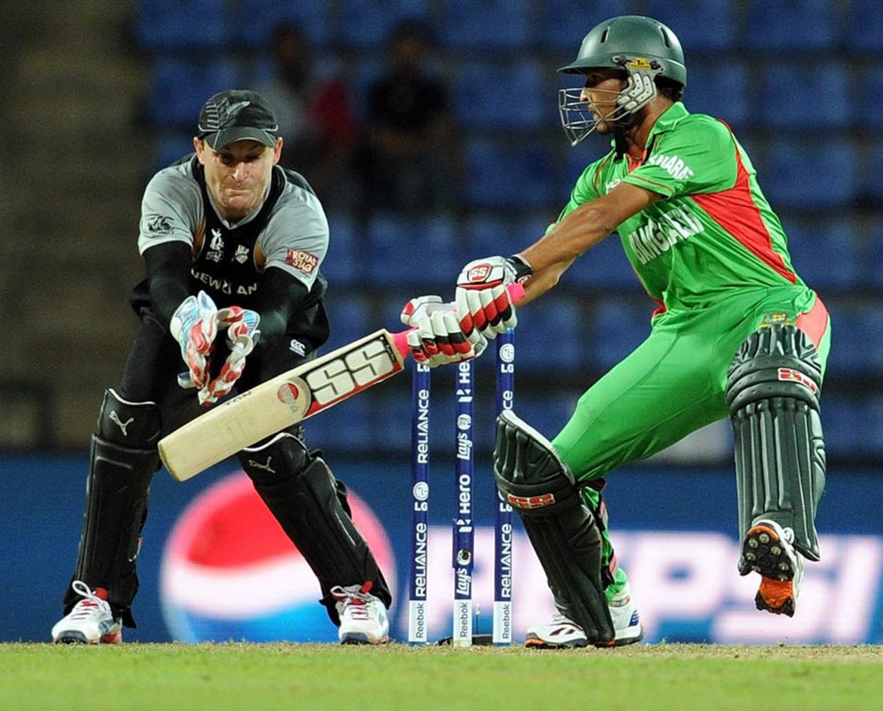 Nasir Hossain plays a cut shot, Bangladesh v New Zealand, World Twenty20 2012, Group D, Pallekele, September 21, 2012