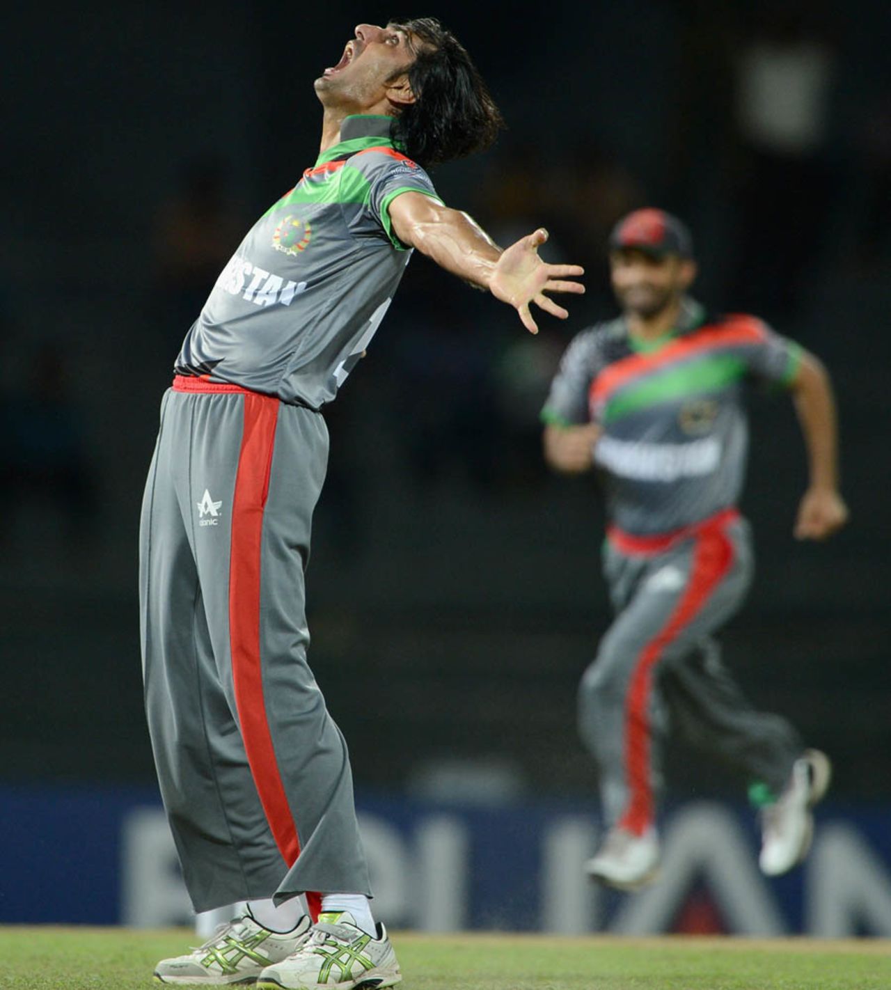Shapoor Zadran reacts after taking the wicket of Craig Kieswetter, Afghanistan v England, World Twenty20 2012, Group A, Colombo, September 21, 2012