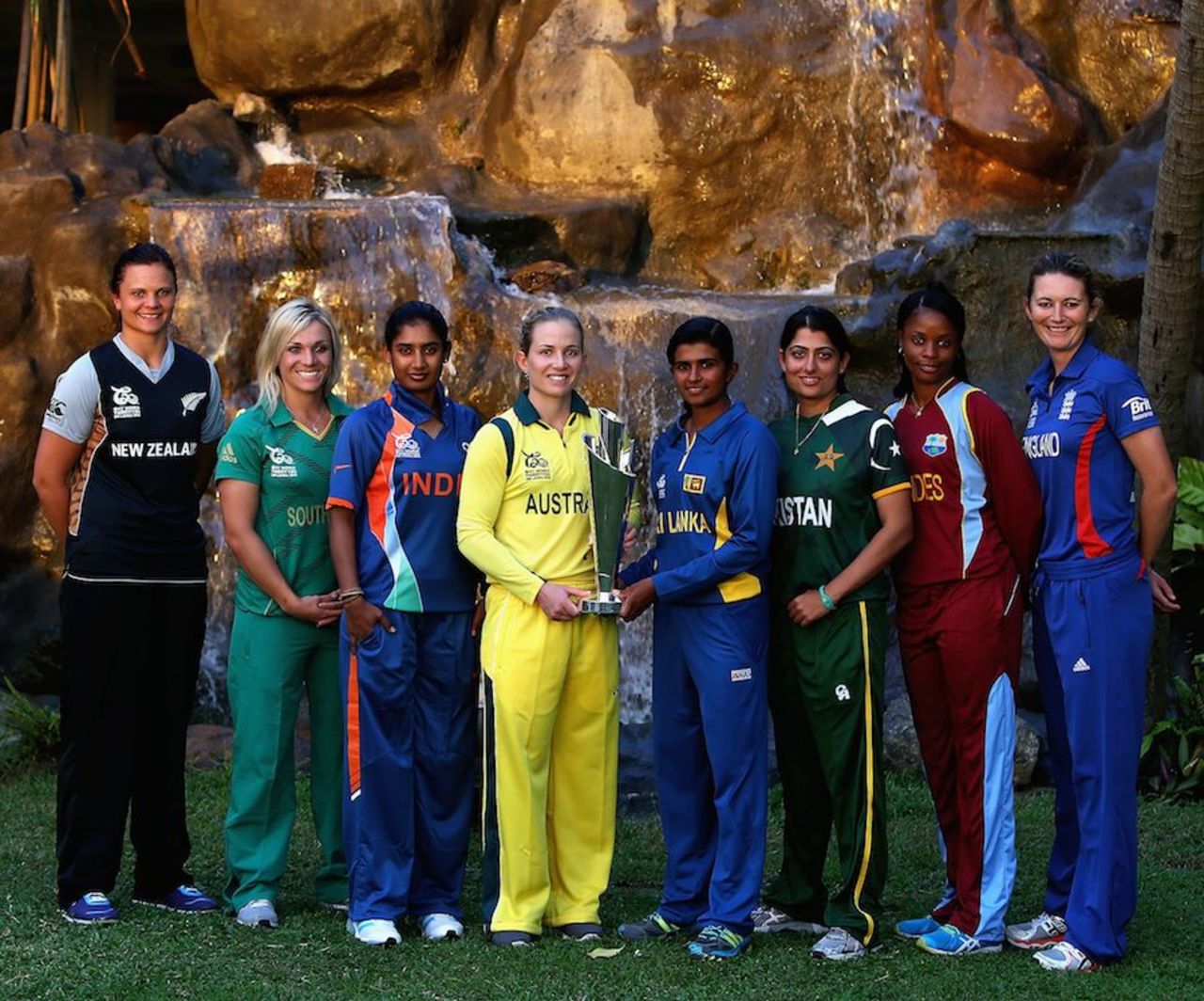 The team captains with the Women's World Twenty20 trophy, Women's World Twenty20, Colombo, September 21, 2012