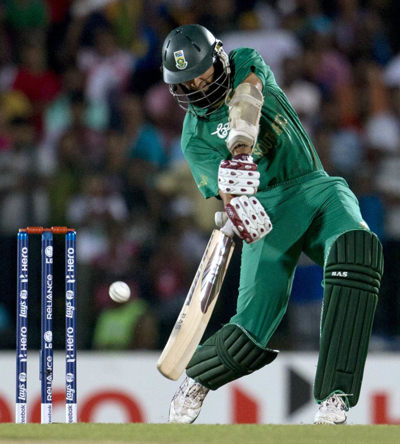 Hashim Amla attempts to drive a ball, Sri Lanka v South Africa, World Twenty20 2012, Group C, Hambantota, September 22, 2012