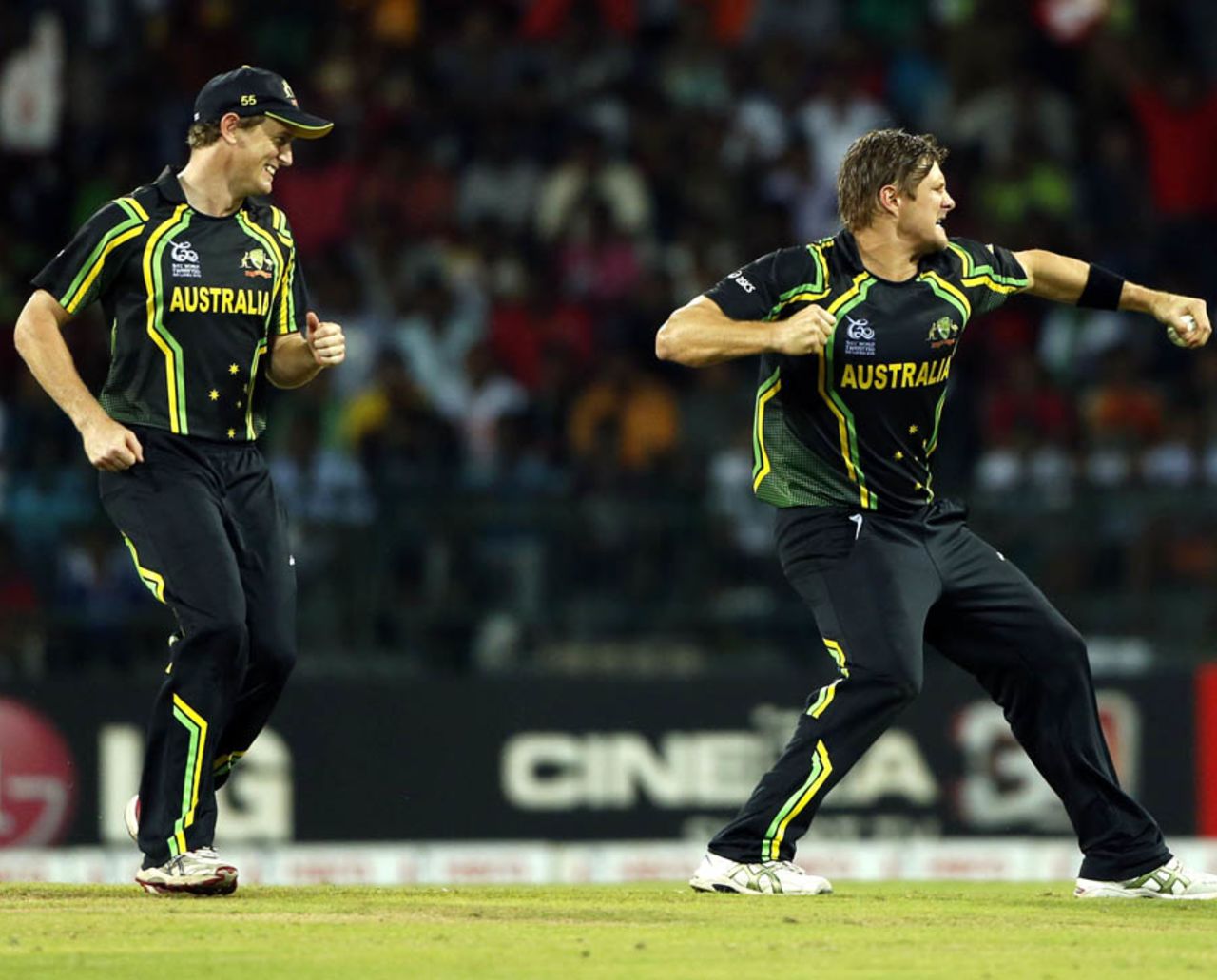 Shane Watson reacts after taking a wicket, Australia v West Indies, World Twenty20 2012, Group B, Colombo, September 22, 2012
