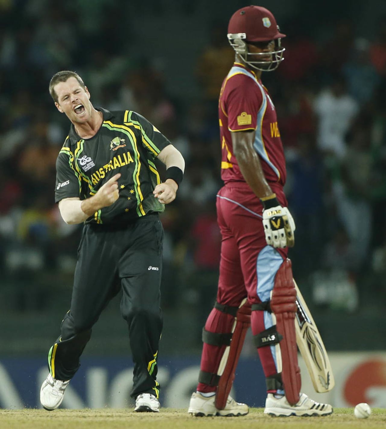 Daniel Christian reacts after dismissing Johnson Charles, Australia v West Indies, World Twenty20 2012, Group B, Colombo, September 22, 2012