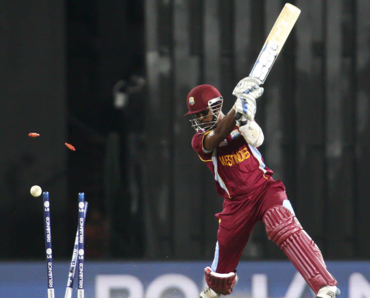 Denesh Ramdin is bowled, Australia v West Indies, World Twenty20 2012, Group B, Colombo, September 22, 2012