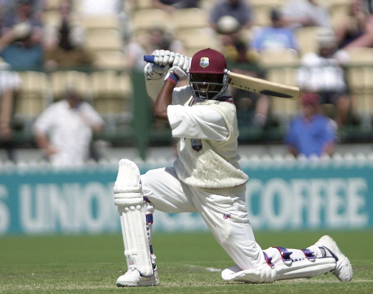 Brian Lara drives through the covers on his way to 182, Australia v West Indies, 3rd Test, Adelaide, 1st day, December 15, 2000