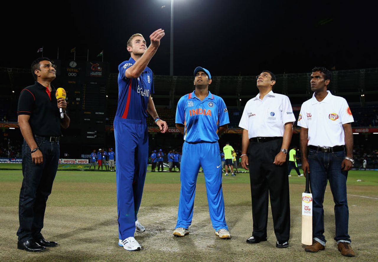 Stuart Broad tosses the coin, England v India, World Twenty20, Group A, Colombo